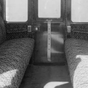 Interior of compartment of non corridor third brake van, 1953