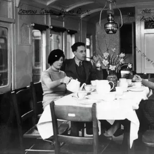 Interior view of Camp Coach showing a close up view of dining room, 1935