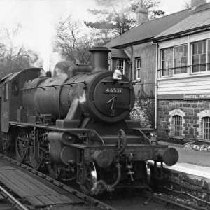 Ivatt 2MT class, 2-6-0, No. 46521 at Pontsticill Junction Signal Box April 1958