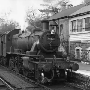 Ivatt 2MT class, 2-6-0, No. 46521 at Pontsticill Junction Signal Box April 1958