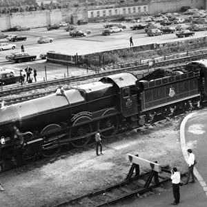 King George V at Swindon Works, 1971, showing the double chimney