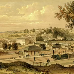 Lithograph of Bridgend Station, c. 1850