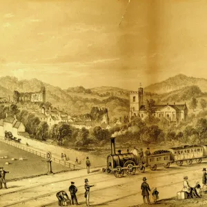 Lithograph of Chepstow Station, c. 1850