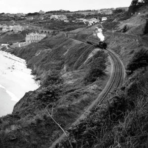 Locomotive at Carbis Bay in Cornwall, 1950s