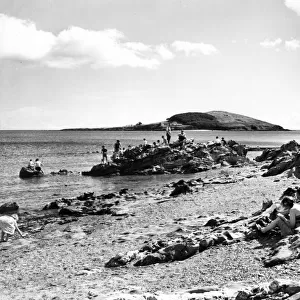 Looe Beach and Island, Cornwall, August 1951