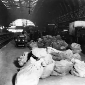 Mail sacks on Platform 10 at Paddington Station, 1926