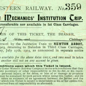 New Swindon Mechanics Institution Trip ticket 1903