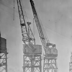 Newport Docks Print, 1936 Electric Crane Scene Newport Docks Print, 1936 Electric Crane Scene