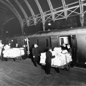 Newspaper Train on Platform 4 at Paddington Station, 1937