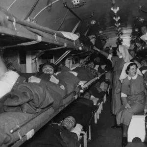 Railway carriage converted to an ambulance ward car, c1939