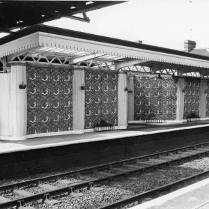 Royal Tour of Worcestershire & Herefordshire - Leominster Station Decorations, April 1957