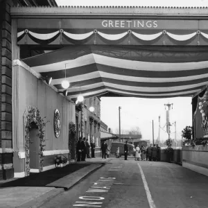 Royal Tour of Worcestershire & Herefordshire - Station Decorations at Worcester Shrub Hill, April 1957