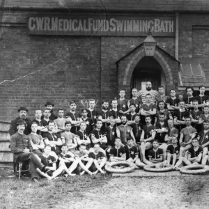 Swimmers from the GWR Medical Fund Society swimming baths (situated within the Works), c1880s