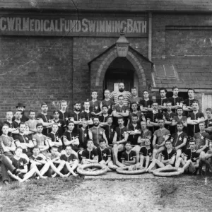 Swimmers from the GWR Medical Fund Society swimming baths (situated within the Works), c1880s