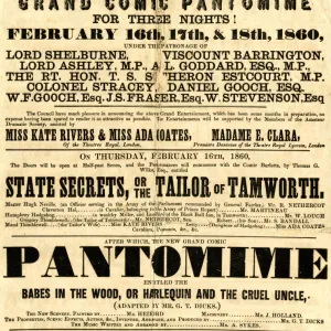 Swindon Mechanics Institute Pantomime poster, February 1860