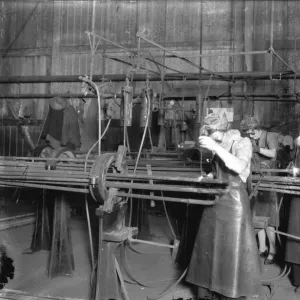 Swindon Works employees welding superheaters for locomotive boilers, 1942