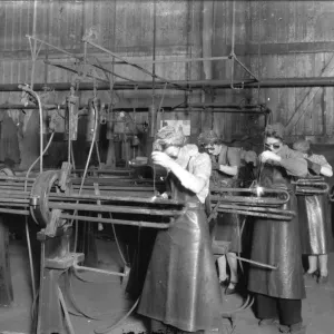 Swindon Works employees welding superheaters for locomotive boilers, 1942 Swindon Works employees welding superheaters for locomotive boilers, 1942