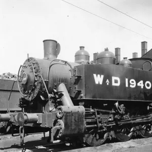 U. S. 0-6-0T shunting tank engine No. 1940 in its black War Department livery, 1942