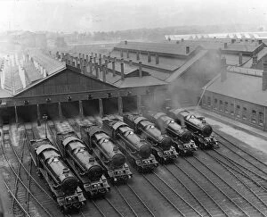 Maps, Plans & Views Gallery: 7 King Class Locomotives at Swindon Shed, 1930
