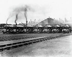 Images Dated 21st June 2012: 7 King Class Locomotives at Swindon Shed, 1930