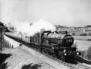 Castle Class Locomotives Collection: No 7018 Drysllwyn Castle near Churston, 1956