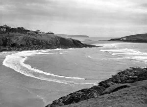 Waves Gallery: Bigbury-on-Sea & Burgh Island from Challaborough Cove, August 1928