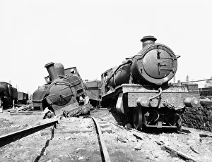 Bomb damage to locomotives at Newton Abbot Station, 1940