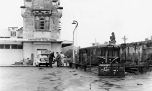 1960 Prints: Cirencester Town Station forecourt, c. 1960