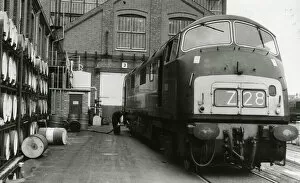 Class 42 Collection: Class 42 Warship Locomotive No. D830 Majestic refuelling plant at Swindon Works
