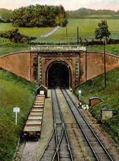 Wagons Prints: Colour tinted photo of Box Tunnel, c. 1920s