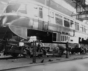 Locomotive Works Prints: Diesel Railcar No 1 undergoing work in A Shop at Swindon Works