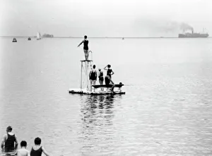 August Collection: Diving Float and Bathers, Cornwall, 1931