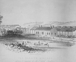 Reading Station Gallery: Early view of the stations at Reading, c1842