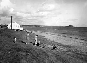 Eastern Green Beach and St Michael's Mount from Penzance, c.1934