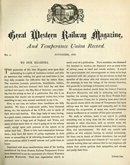 Images Dated 18th December 2017: The first issue of the Great Western Magazine and Temperance Union Record, 1888