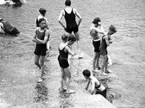 Swimming Costume Collection: Group of Swimmers, Cornwall, 1931