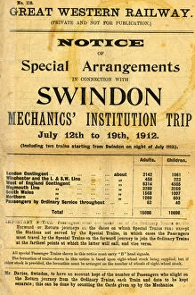 Mechanics Institute Collection: GWR Trip Notice, July 1912