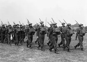 The Railway At War Prints: GWRs Home Guard battalions on parade at Castle Bar Park in London, c. 1940