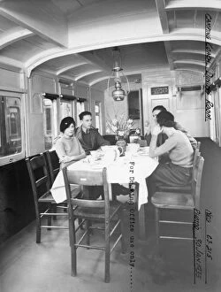 Passengers Gallery: Interior of Camp Coach showing dining room, 1935