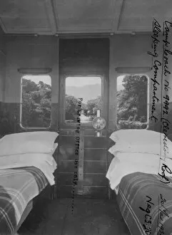 Holiday Gallery: Interior view of Camp Coach No. 9992 showing sleeping compartment, 1934