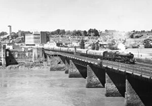 King Class Locomotives Gallery: King George V crossing Usk Railway Bridge, Newport, 1977