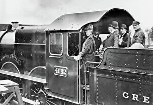 Castle Class Collection: King George V and Queen Mary on the footplate of Windsor Castle