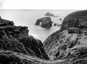 Rocks Gallery: Lands End, View towards Longships, February 1924