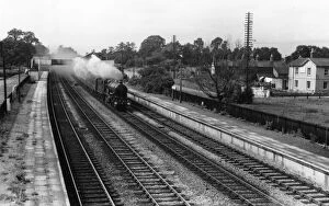 Castle Class Collection: Locomotive No. 5051, Earl Bathurst, passing through Shrivenham Station, September 1958