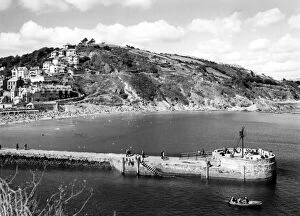 Pier Collection: Looe, Banjo Pier and Beach, Cornwall, August 1951