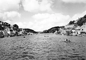 Town Collection: Looe Harbour and Bridge, Cornwall, August 1951