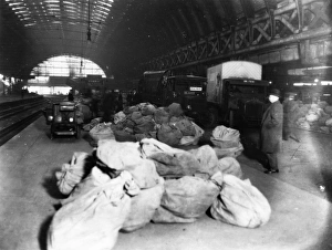 Mail sacks on Platform 10 at Paddington Station, 1926