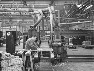 Carriage Works Gallery: Making tenon joints at the sawmill, 1953