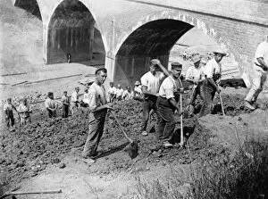 Navvies landscaping a cutting, c1880s