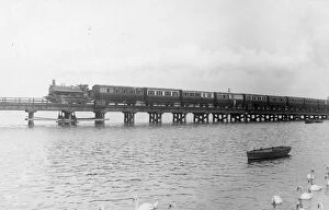 Saddle Tank Gallery: Old timber bridge spanning Radipole Lake, Weymouth, c1900